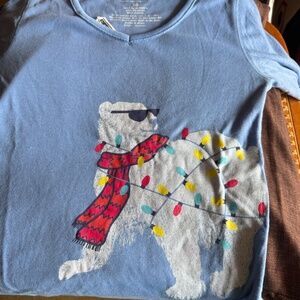 L.L. Bean Kids Pajama Set in Blue with Bear Print